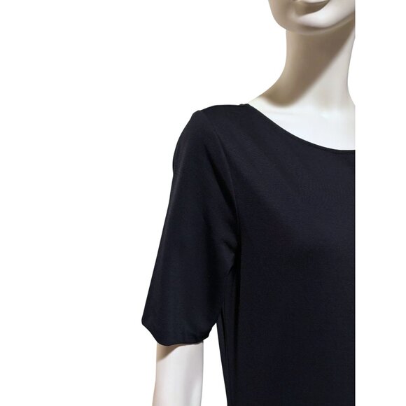 New Ann Taylor Midi Dress 12 Stretch Jersey Shift Military Buttons Minimalist - Picture 3 of 11